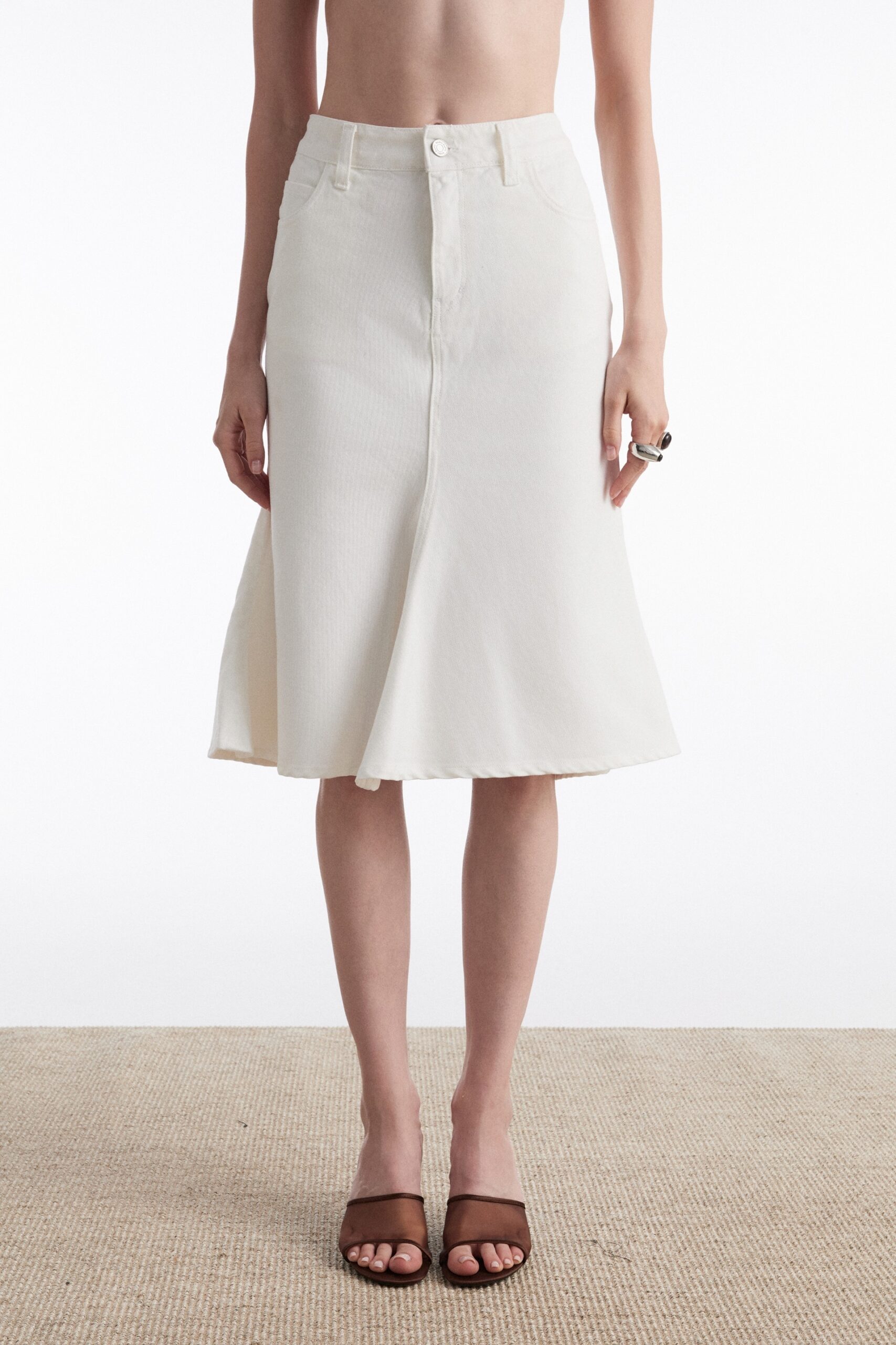 SILIA DENIM SKIRT WHITE - Image 2