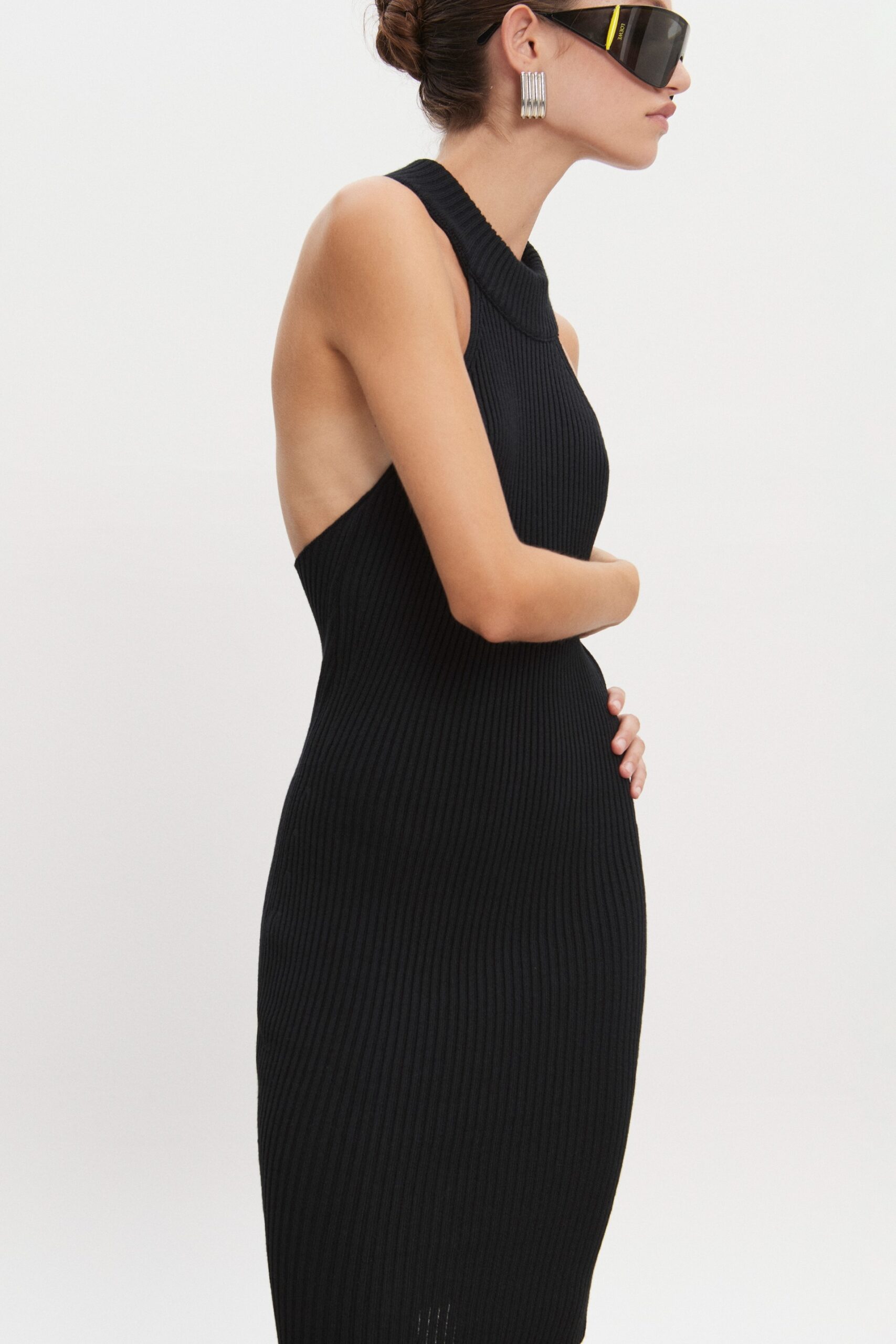 EVA KNITTED MIDI DRESS BLACK - Image 4
