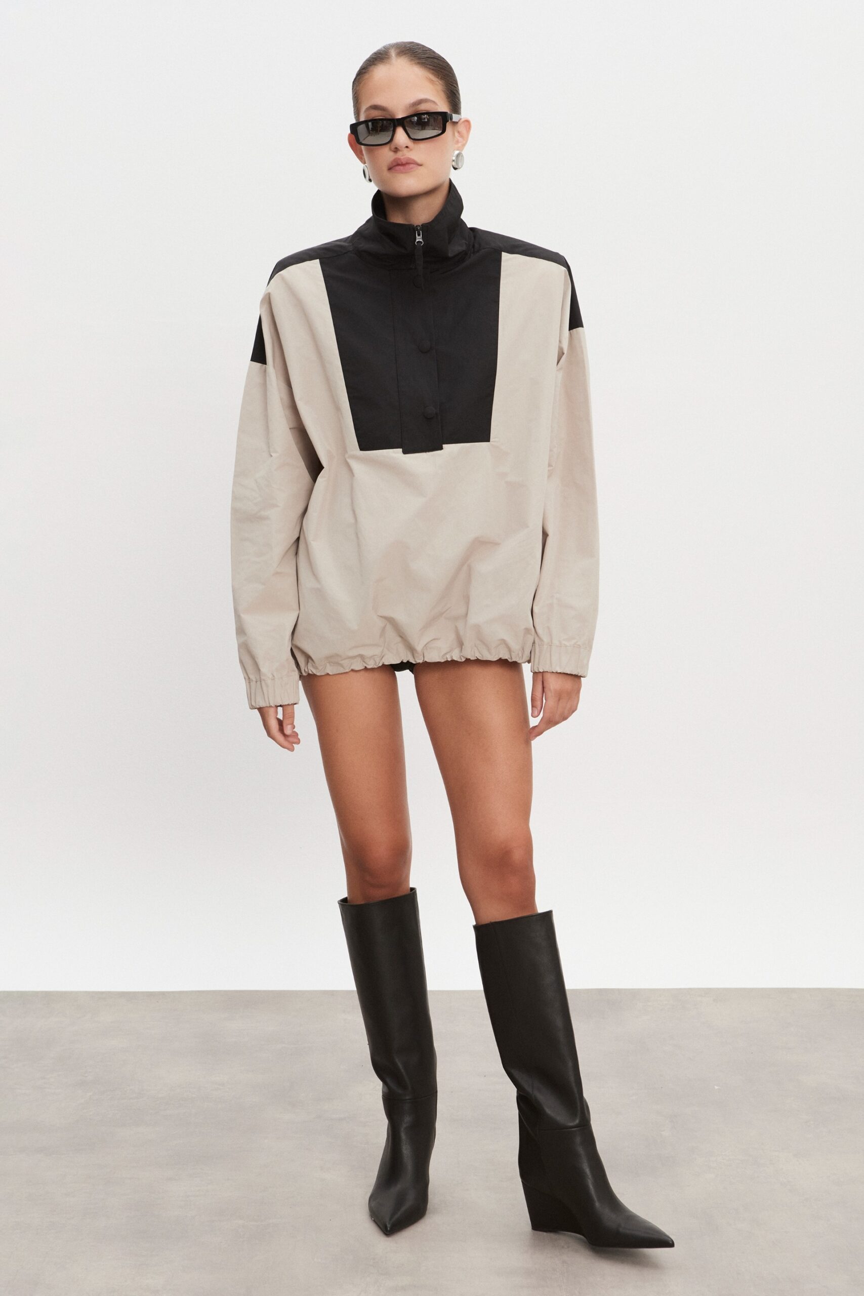 PAOLO WIND ANORAK WOMEN GREIGE/BLACK - Image 3